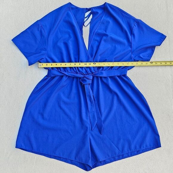 Shein Curve Royal Blue Deep V-Neck Short Sleeve Romper Size 1XL - Picture 5 of 12